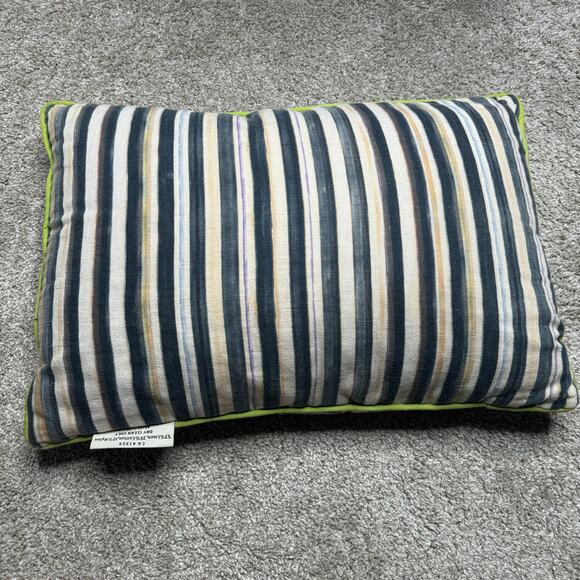 Mackenzie Childs Lumbar Pillow Reversible Check and Stripe Black & White - Picture 2 of 4